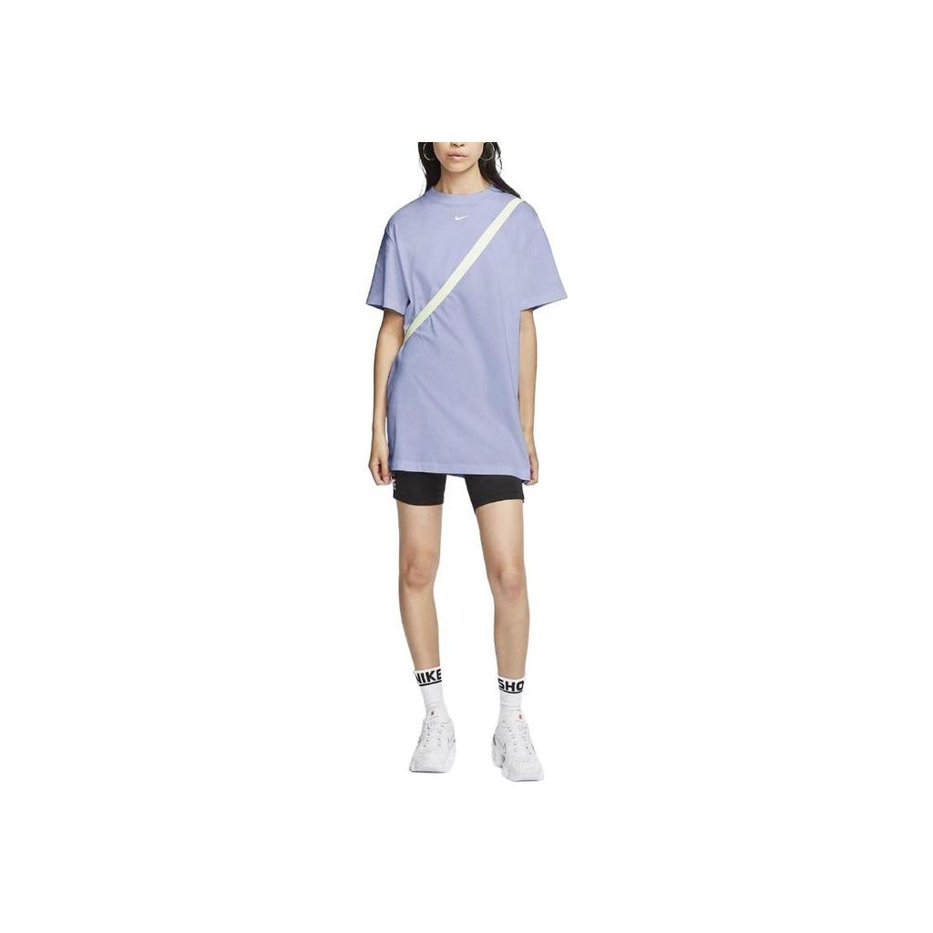 Nike Sportswear Dress Solid Color Embroidered Small Logo Casual Sports Knit Short Sleeve Dress Women dresses Dopamine-Purple CJ2243-569