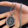Saint Christopher Protect Us Cross Medal Necklace Stainless Steel Archangel Saints Protection Amulet Necklaces Jewelry NZZ303S05