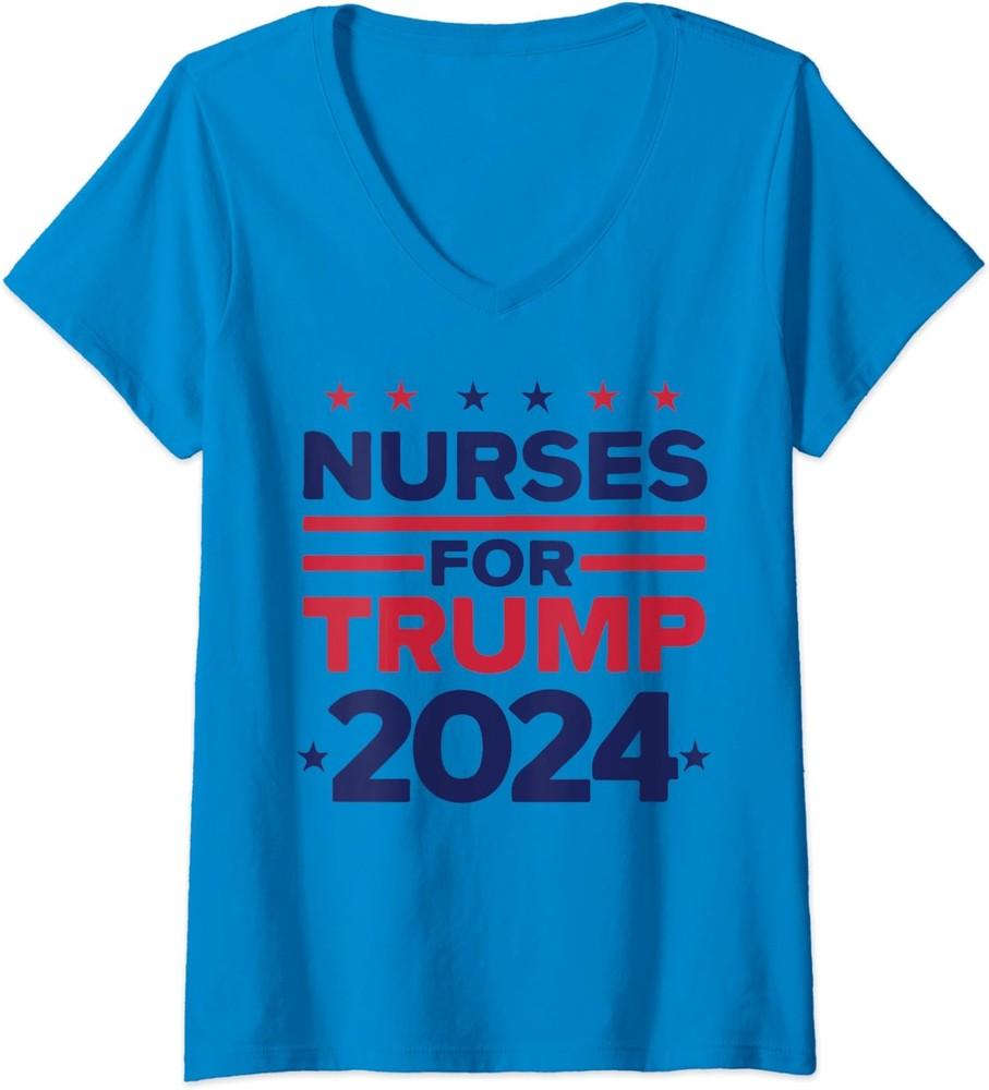 Nurses For Trump 2024 Nurses Support Trump 2024 Ladies' V-Neck Tshirt Unisex T-Shirt