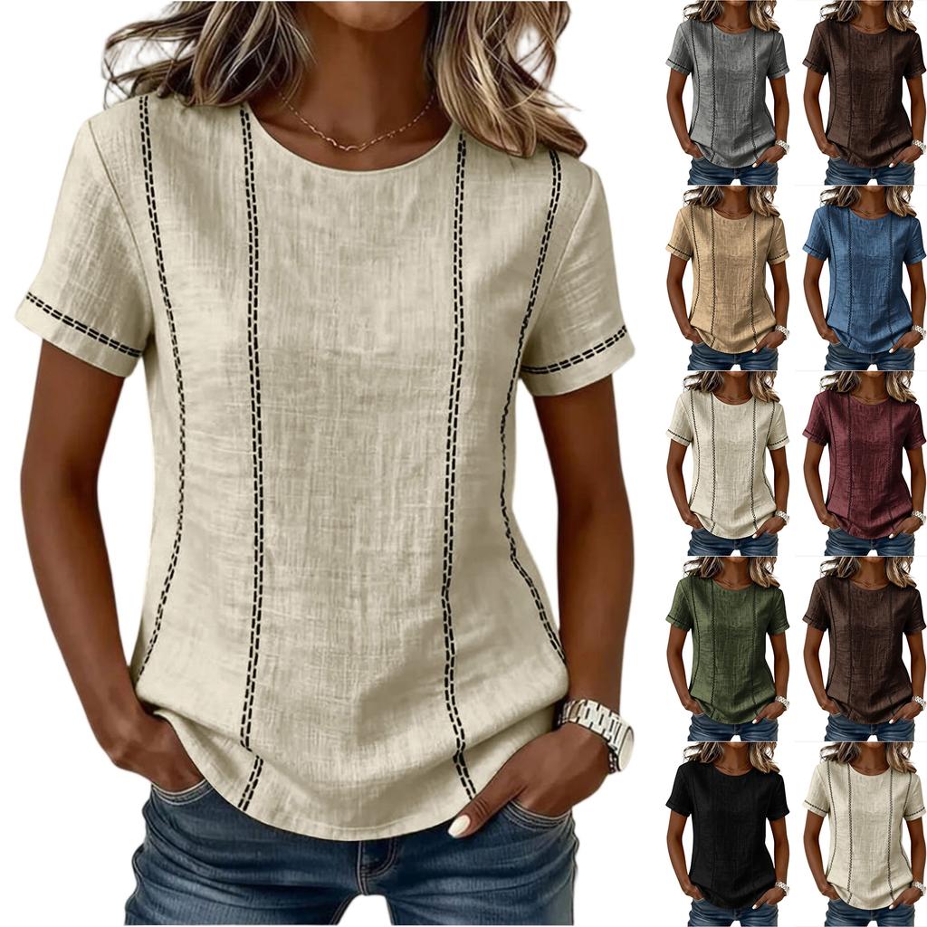 Women's Round Neck Short Sleeve T Shirt Loose Fit Casual Top Lightweight Soft Fabric Comfortable Everyday Wear