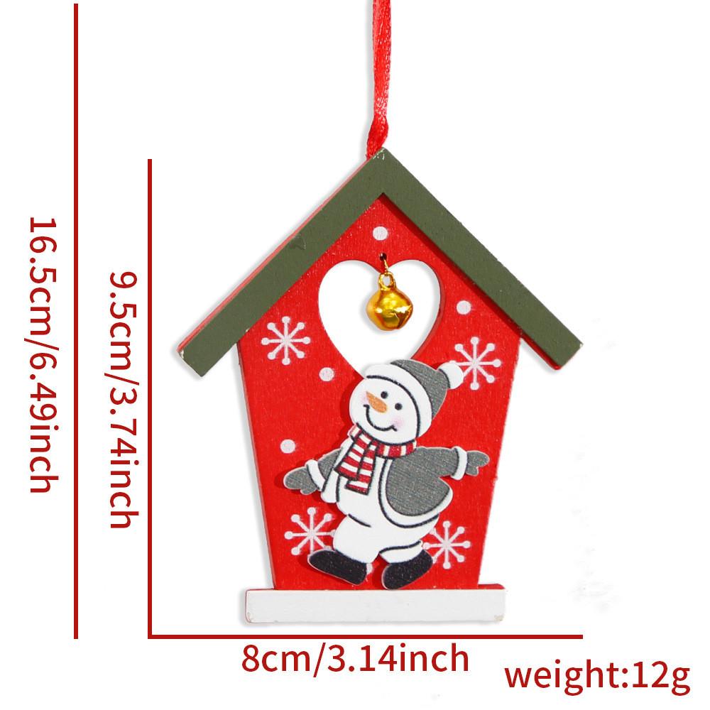 Decorative Christmas Wooden Cottage Hangings With Iconic Santa Claus And Snowman For Cheerful Holiday Vibes