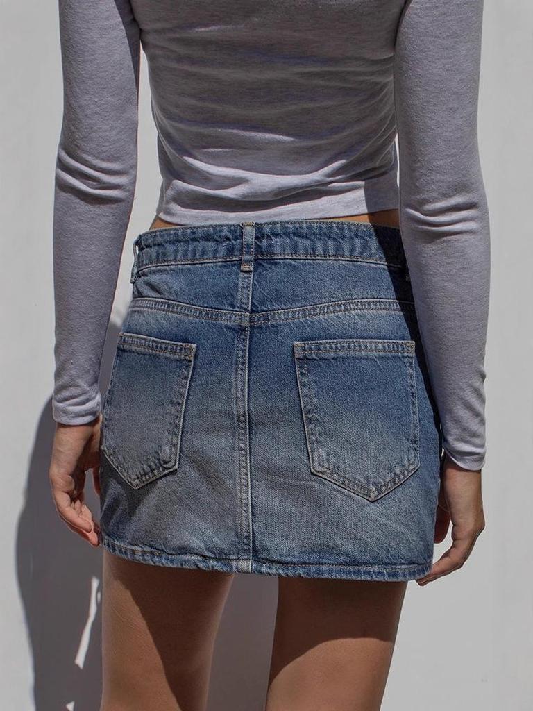 Slanke Casual Elastische Dames Denim Minirok - Gewassen Nieuwe Stijl 2026