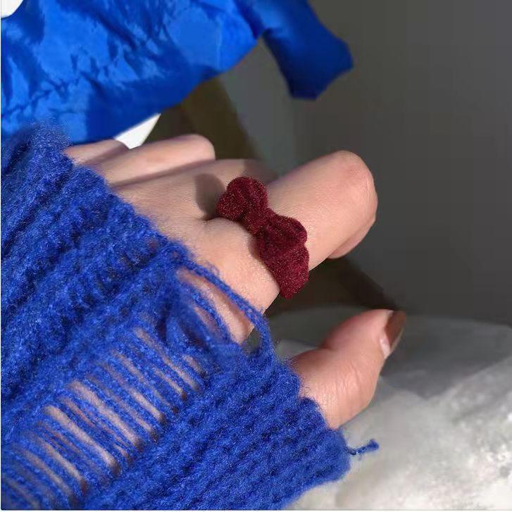 

Velvet Bowknot Ring for Women Girls Blue Red Bow-knot Cute Rings Gift for Girlfriend Lover Korean Fashion Wedding Jewelry