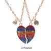 2 Stück/Set Beste Freunde Anhänger Halskette Für Frau Magnetisch Verstellbar Regenbogen Gänseblümchen Liebhaber Zerbrochenes Herz Kette BFF Schmuck Geschenke