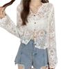 V-Neck Crochet Hollow Lace Sun Protection Cardigan - Summer 2025 Collection