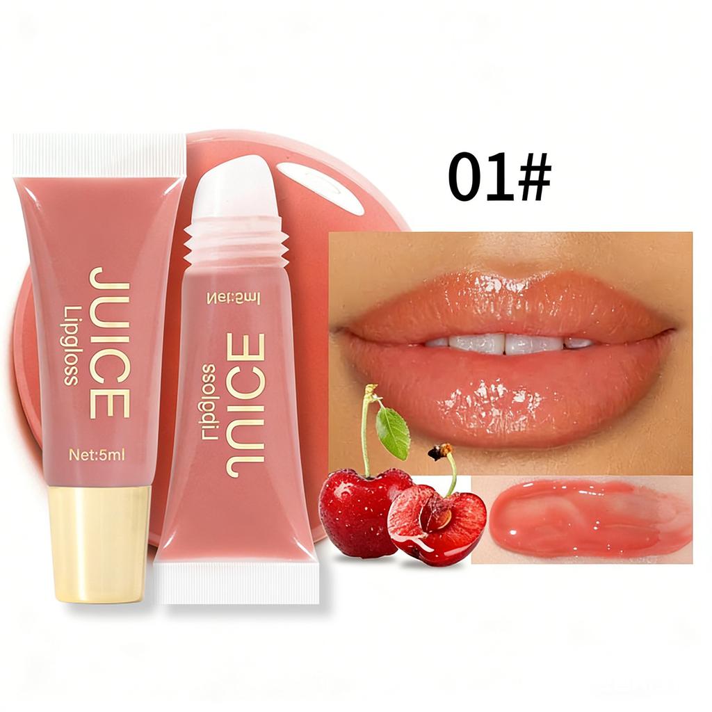 Plumping Lip Oil with Fruit Flavor, Mirror Shine Gloss - Long-Lasting Hydration Makeup for Women