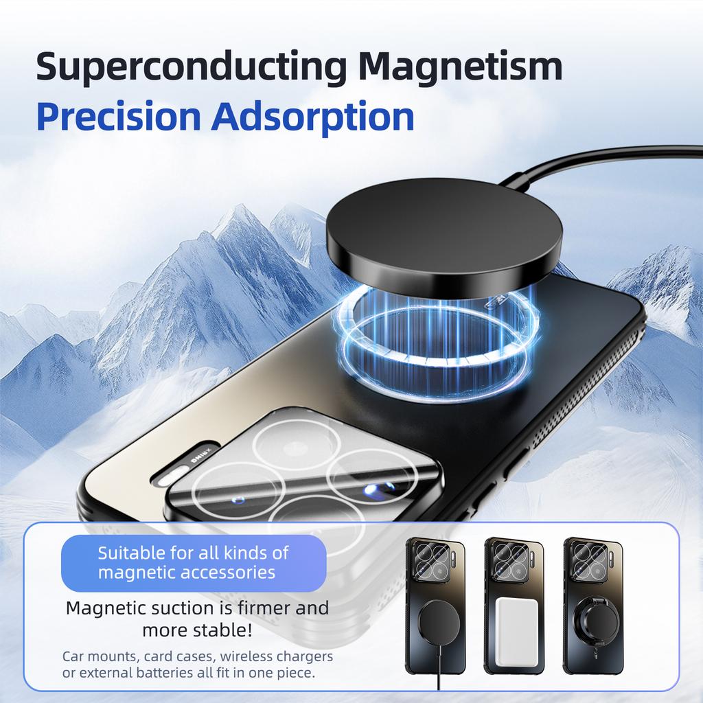 For Xiaomi 15 Magnetic Case TPU PC Cooling Matte Phone Back Cover with Lens Film