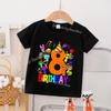 Sprunki Boys Birthday T-Shirt Incredibox Game Kid Number Tee Shirt Summer Short Sleeve Children Tee Baby Tops Toddler Clothes