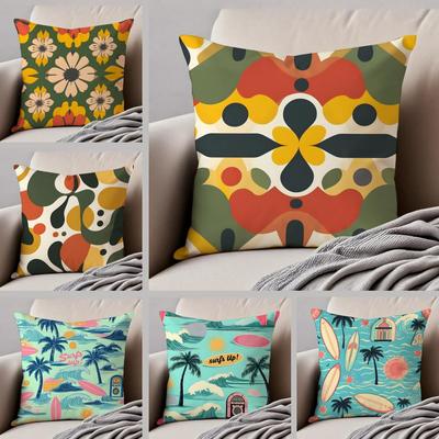 Western Vibrant And Colorful Patterns Cushion Cover Linen Pillow Case Soft Breathable Protective Couch Room Decoration