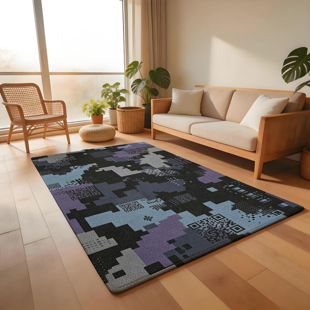 Pixel Camo Geometric Non-Slip Water-Absorbent Bathroom Rug