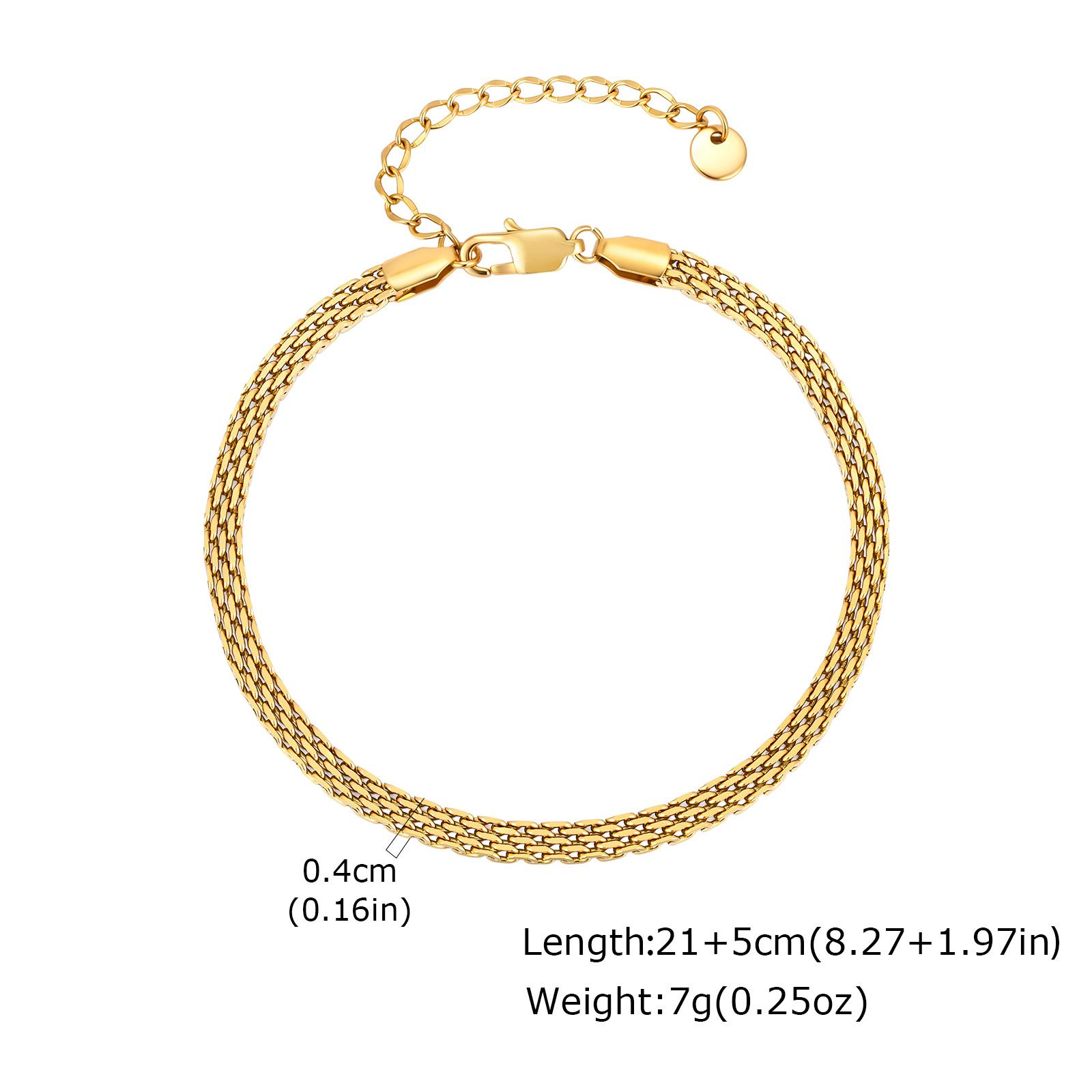 

Vnox 4mm/6mm Stainless Steel Mesh Anklet Adjustable Gold Plated Flat Anklet Summer Beach Foot Chain Waterproof Jewelry Gifts