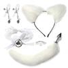 VaHppy SM BDSM Sex Toy Sets Role-playing Fox 5pcs/lot Plush Anal Plug Tail Bell Collar Mouth Plugs White/Black/Pink Couple Games