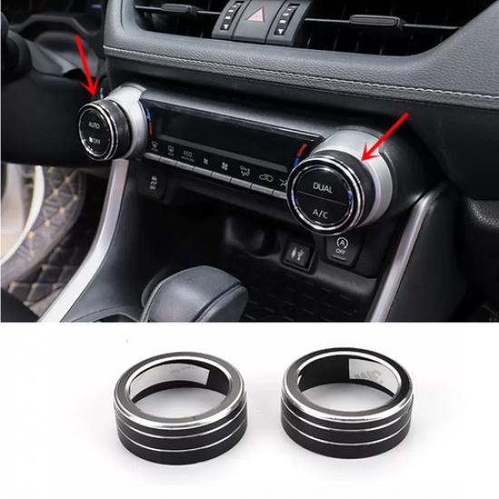 For Toyota RAV4 -2024 Air Condition Knob Button Ring Cover Black Decor