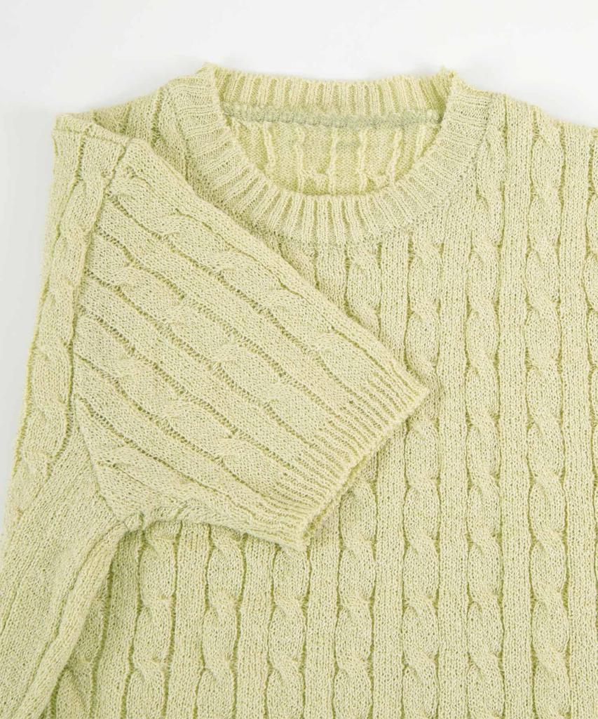 Titibait Half Sleeve Cable Knit ADW19092 Free Pink Women's