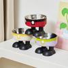 Cute Cartoon Elevated Cats Feeder Bowl Pet Neck Protection Stylish Stainless Steel Large-Capacity Anti-Choking Raised Pet Bowl