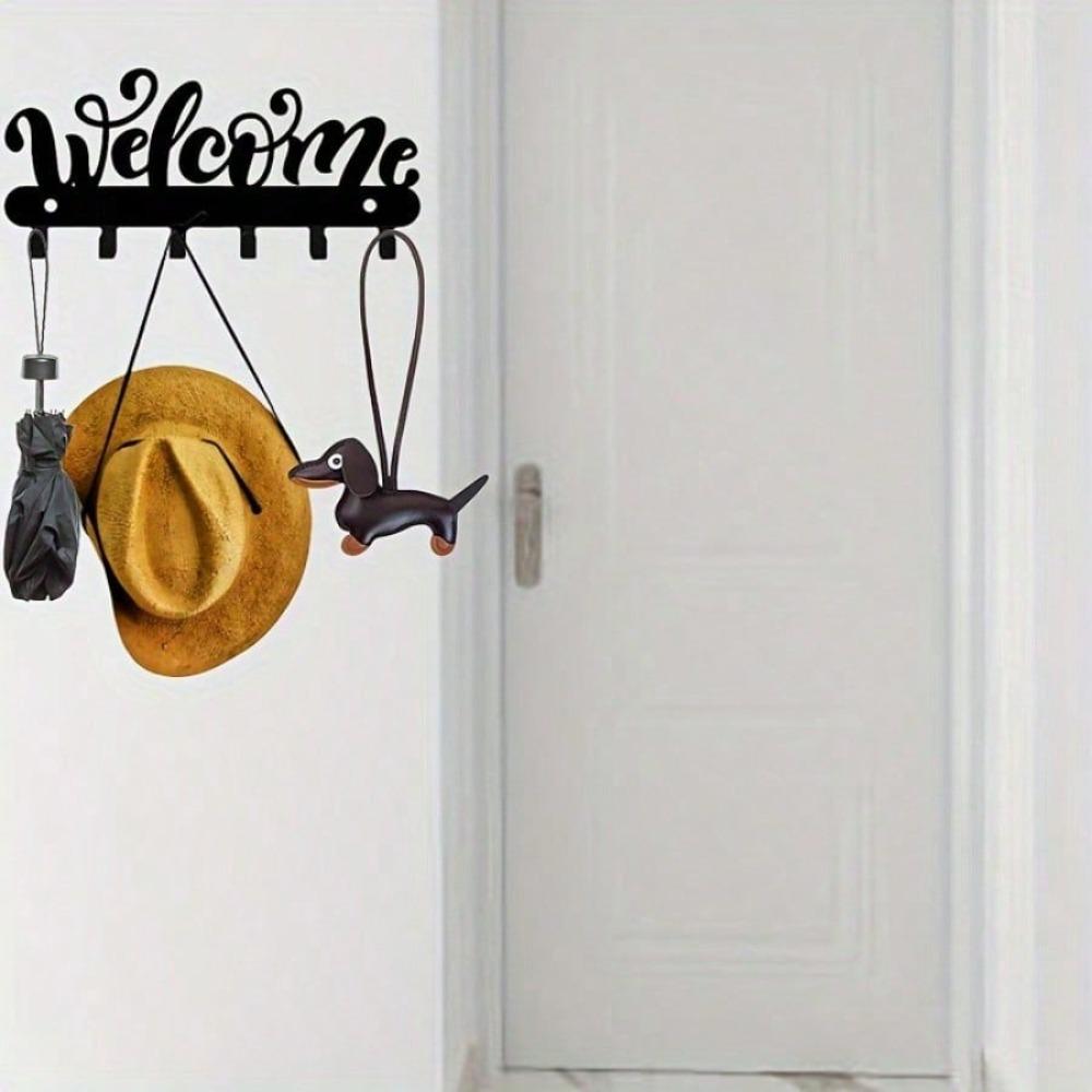 1pc Modern Metal Welcome Key Holder - MultiFunctional Wall-Mounted Organizer For Keys, Coats, Hats