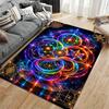 Area Rug, Sacred Geometry Rainbow Neon Flower of Life Nebula Print, Meditation Room Decor, Non-Slip Mat