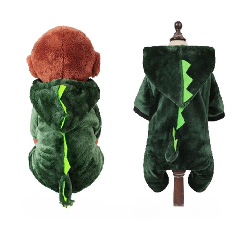 

Dog Clothing Autumn Winter Thickened Coral Velvet Thermal Insulation Teddy Puppy Clothes Warm Garment Dinosaur Cream Dress Up S