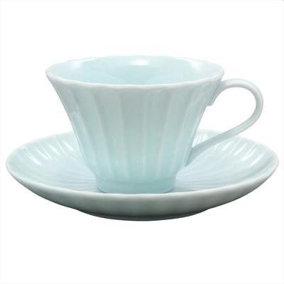 Mino ware kafijas bļodas plate Kasumi zilā un baltā krāsā 589-13