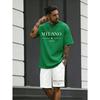 2026 New Arrival Mens Summer Casual Short-Sleeve T-Shirt and Shorts Set with Letter Print Everyday Casual and Sporty Fashion Set