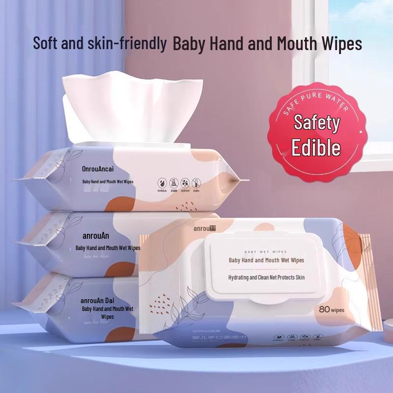 Baby Face, Hand, and Mouth Wipes - 80 Count, Gentle for Newborns, Large Pack for Home Use