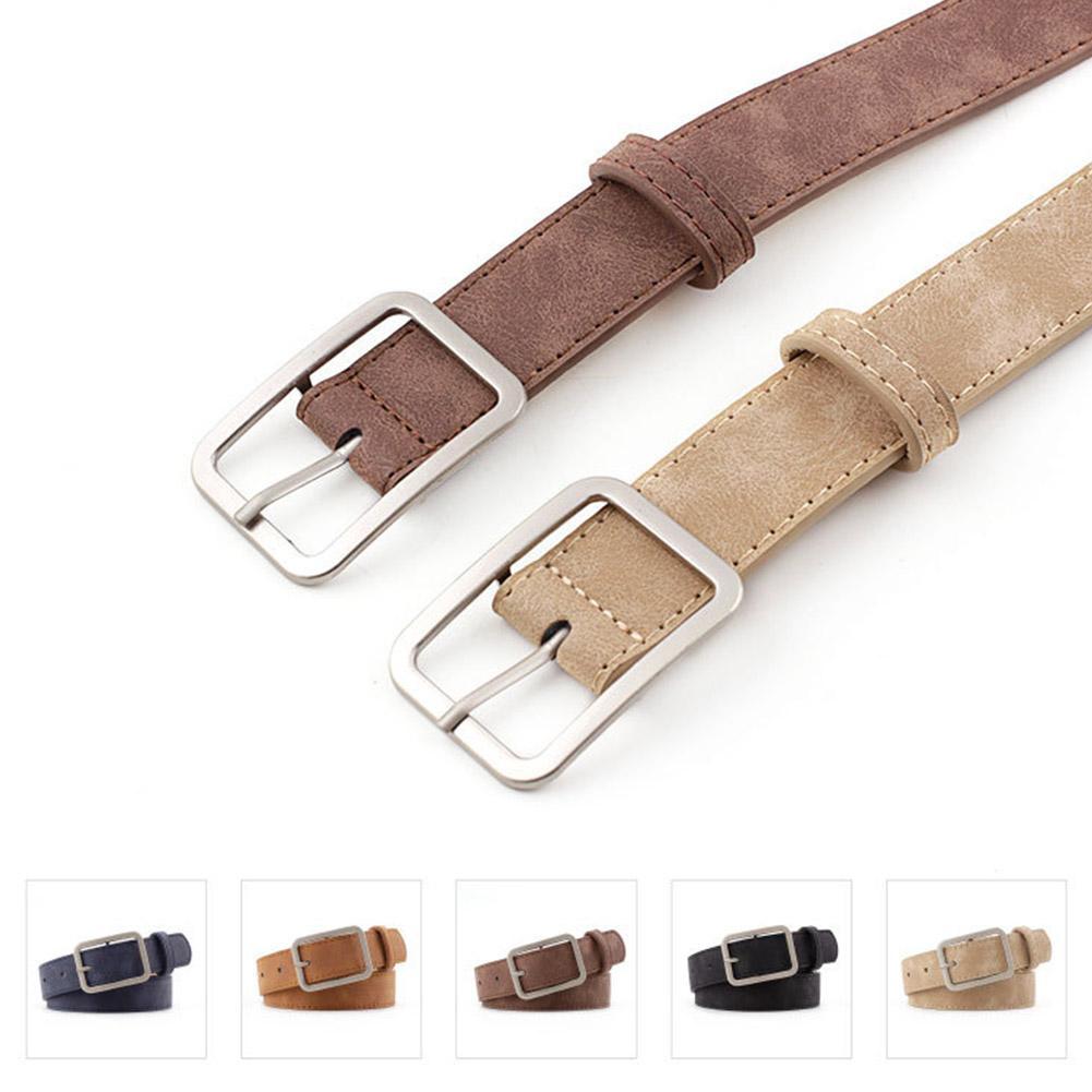 Men Women Belt Fashion Synthetic Leather Vintage Belt Button Versatile Square And Simple Belt P B1X4