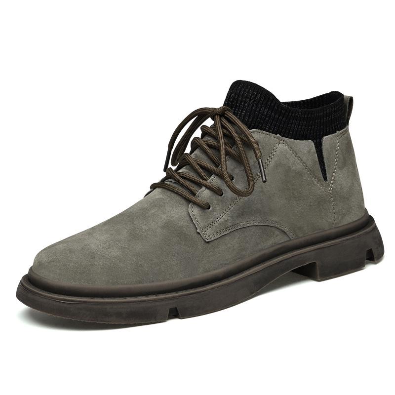 Men s Martin Boots - Height Increasing Pigskin Casual Short Boots, Korean Style, Trendy 6CM Lift Work Shoes 41