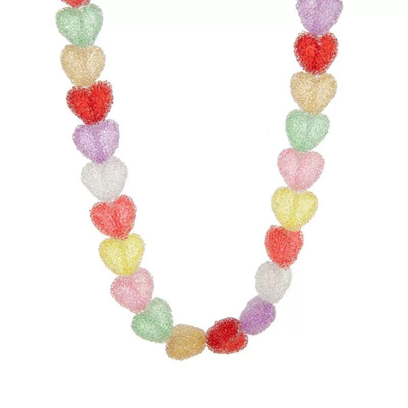 Cute Candy Color Heart Resin Necklace: Sweet Dopamine Design Choker