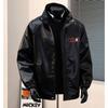 Spring and Autumn New Hong Kong Style Model Crocodile Pattern PU Leather Fabric Jacket Men's Warm Casual Versatile Lapel Jacket