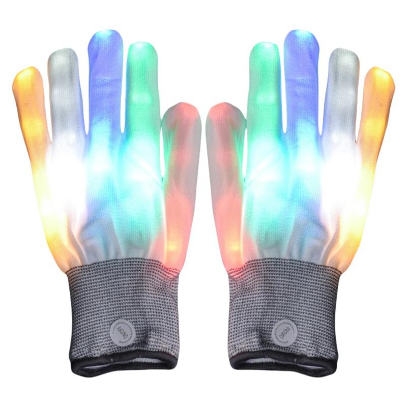 7 Colors Light Show LED Gloves Finger Lighting Flashing Glow Mittens for Halloween Christmas Birthday Festival Celebration
