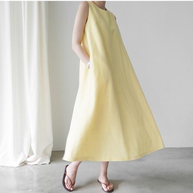Korean Sleeveless Loose Fit Cotton Linen Dress with Wide Hem