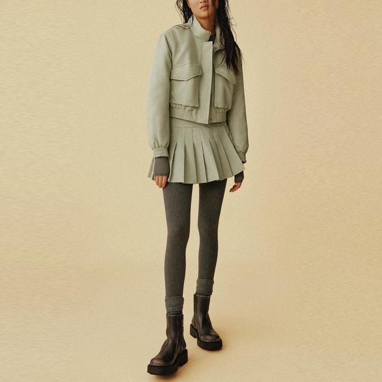 Zara Ss24 Year Of The Dragon Limited Edition Solid Color Stand Collar Zipper Short Long Sleeve Jacket Women jackets Light-Pink 04341747537-36