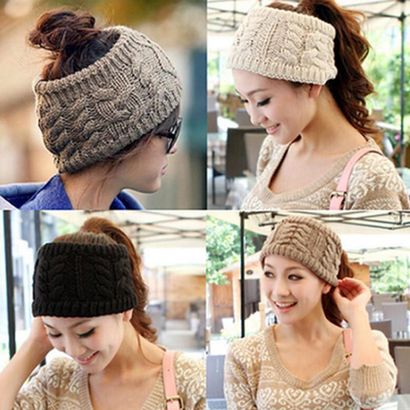 Strikkede pannebånd Twisted Strikket Garn Tom Lue Kvinner Vinter Mote Hårtilbehør