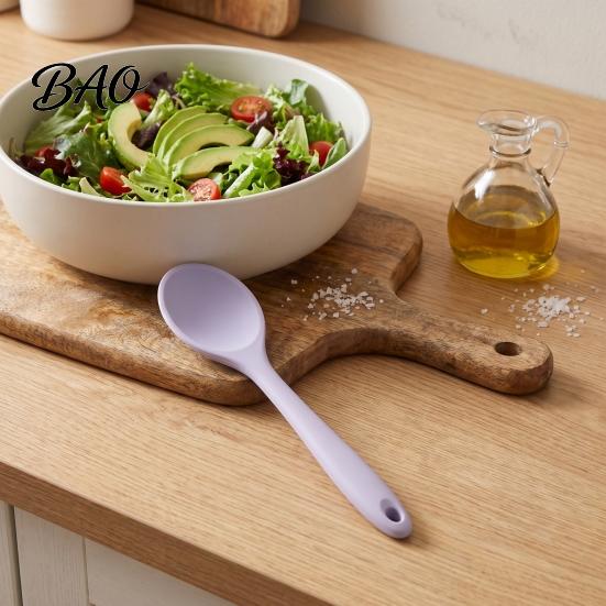 Safe Kitchenware for Home Silicone Serving Spoon, Heat Resistant Non-stick Kitchen Utensil, Cooking Spoon Ergonomic Anti-slip Handle Soup And