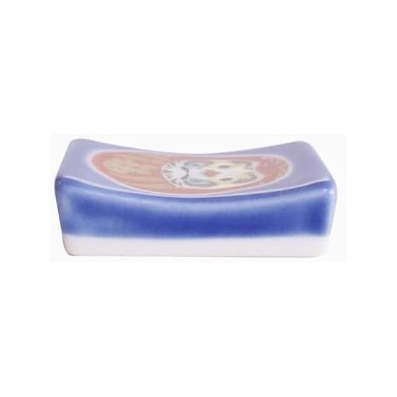 Japanese Kutani Ware Porcelain Chopstick Rests with Pouch - Daruma Design, Hokuriku Traditional Craft, Artistic Gift