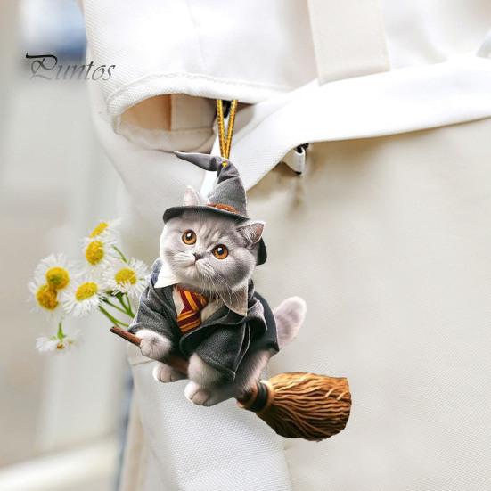Cat-Shaped Pendant Car Hanging Decoration with Lanyard Easy To Hang Non-Fading Auto Rearview Mirror Hanging Ornament