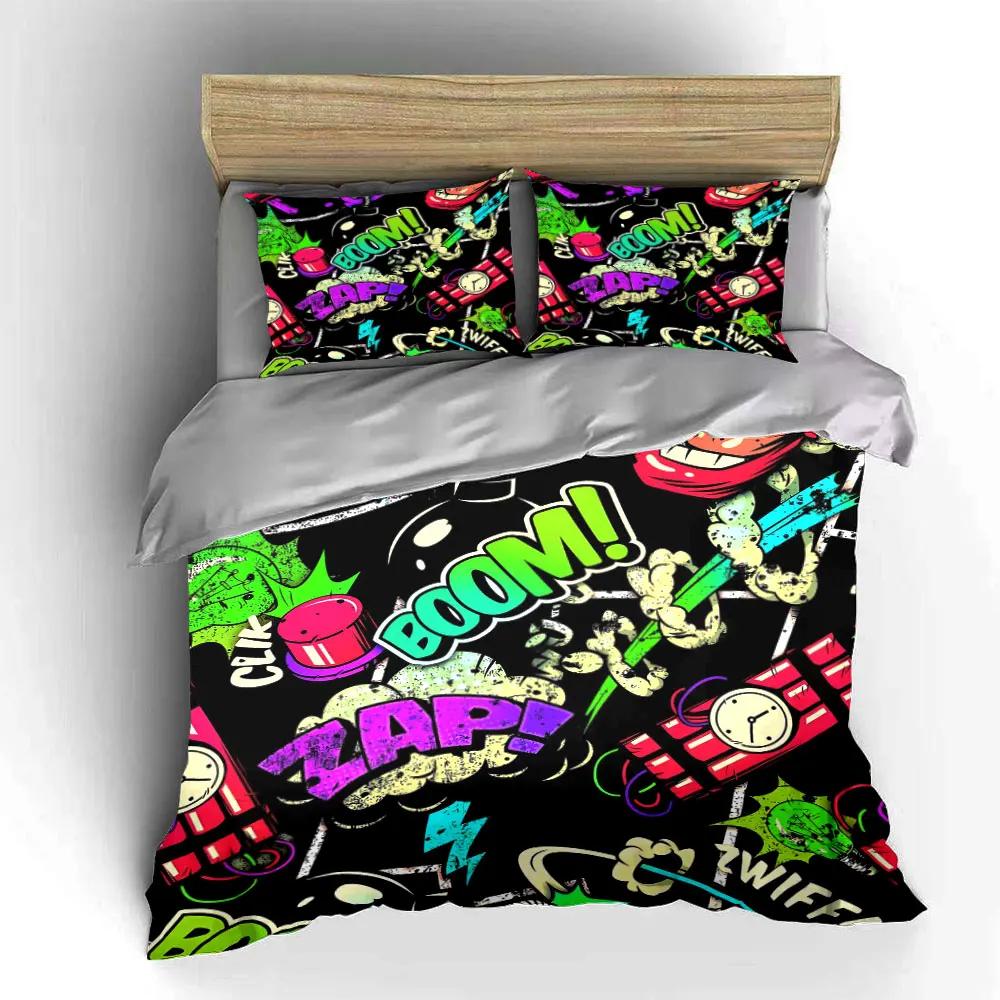 "Colorful Cartoon Explosion Decor Set" Soft Comfortable Duvet Cover Bedding Set Included 1*Duvet Cover & 2*Pillowcases gift