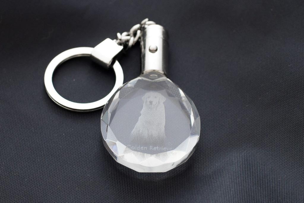 Golden Retriever - zawieszka ze zdjęciem psa, kryształowy brelok w pudełku prezentowym, wyjątkowy prezent od Art-Dog