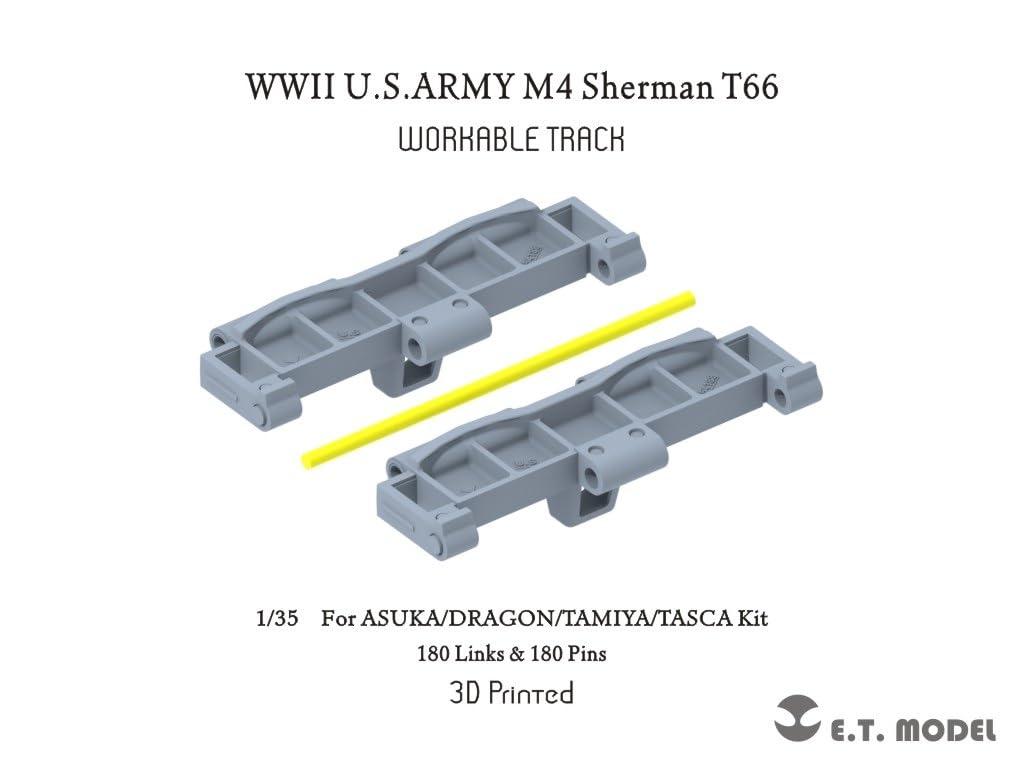 ET Model 1/35 WWII US M4 Sherman Medium Tank T66 Type Working Tracks (for Asuka Model/Dragon/Tamiya) Plastic Model Parts P35-095 (Tank)