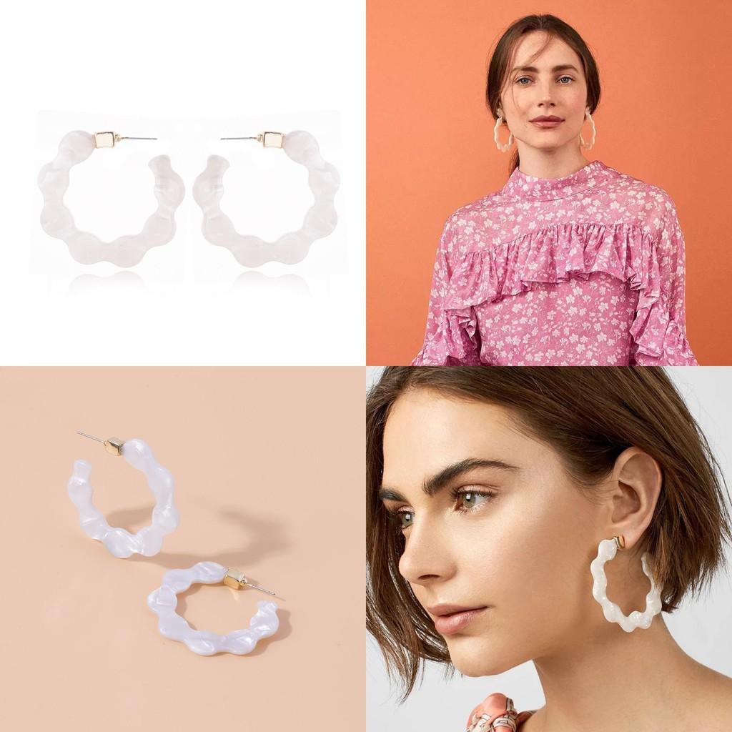 Elegant White U-shape Alloy Earrings Ideal For Weddings And Celebrations