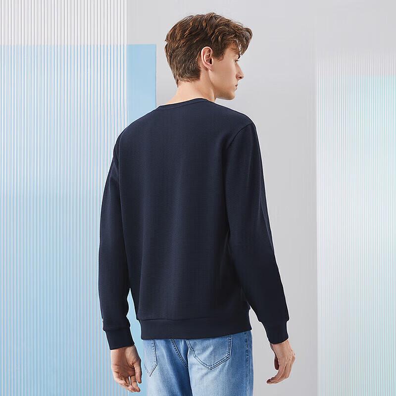 Qipai Men's Waffle Knit Round Neck Sweatshirt