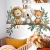 Animals On a Branch Wall Stickers, Lion Koala Tiger Self-Adhesive Decor for Nursery Kids Room Decoration