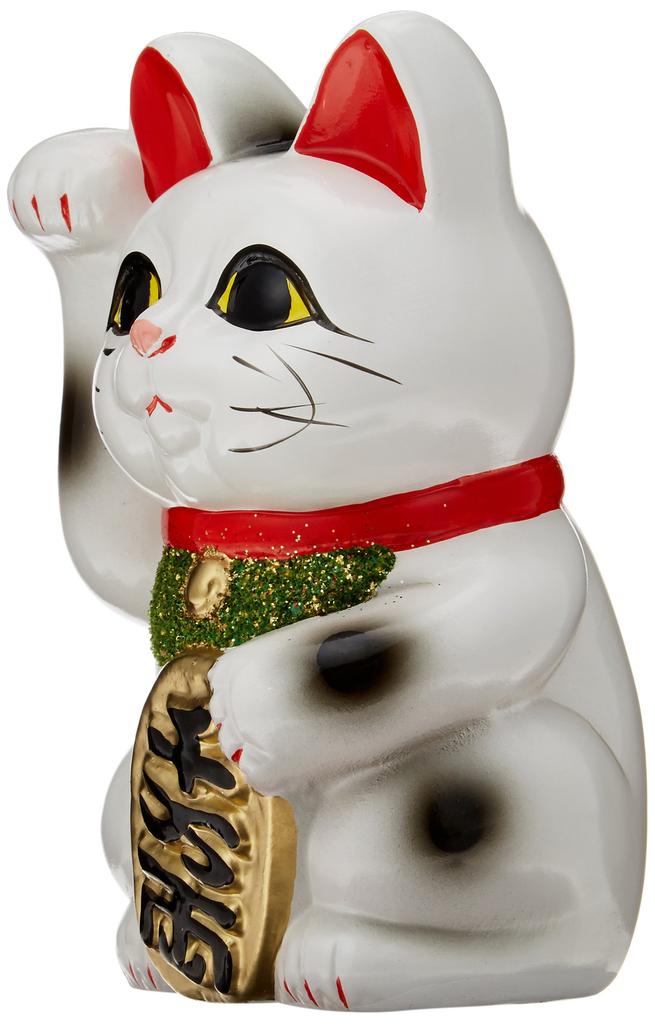 White with a Right Paw Beckoning Tokoname Maneki-neko (beckoning Cat) No. 4, Money, Ware.