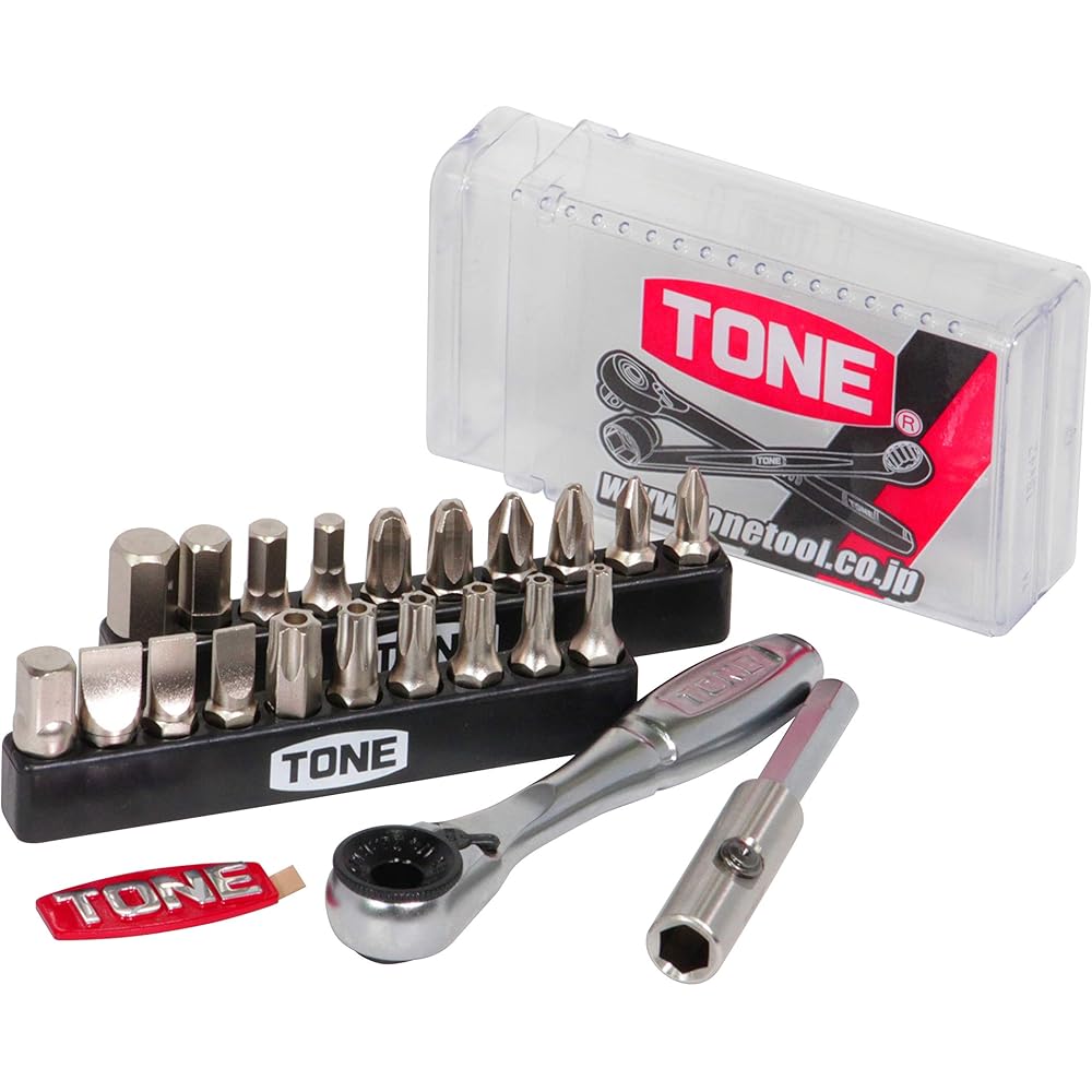 TONE BRS20C Bit Ratchet Set 23 Pieces 6.35mm (1/4 inch) Clear Storage Case