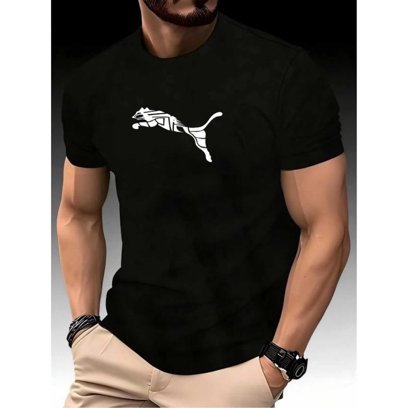 New Summer Luxury Men's Fashion Fox Leopard Print T-shirt Crewneck Casual Trend Y2K High-end High Quality Fitness Sports T-shirt