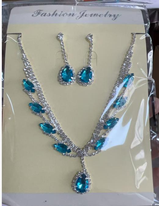 Fashion Two Piece Classic Christian Elegant Christmas Versatile Crystal Bridal Water Drop Rhinestone Necklace Jewelry Sets