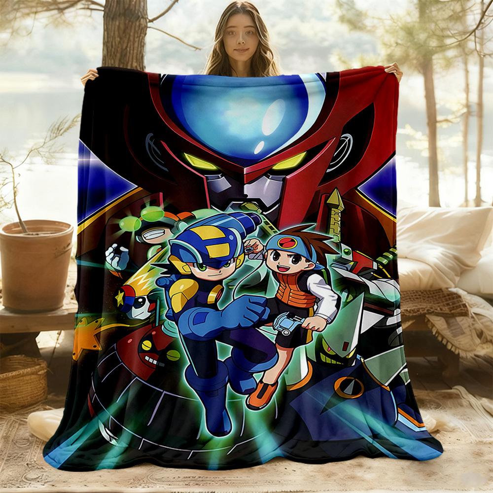 1PC Mega Man Battle Network Outdoor Blanket Lightweight Flannel, Soft & Warm, All-Season Use for Sofa, Outdoor, Camping, Living Room, Office87