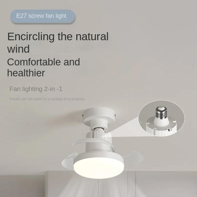 Household Invisible Blades Fan Lights New Restaurant Ceiling Fan Light Remote Dimmable Led Living Room Hidden Fan Light E27 Base