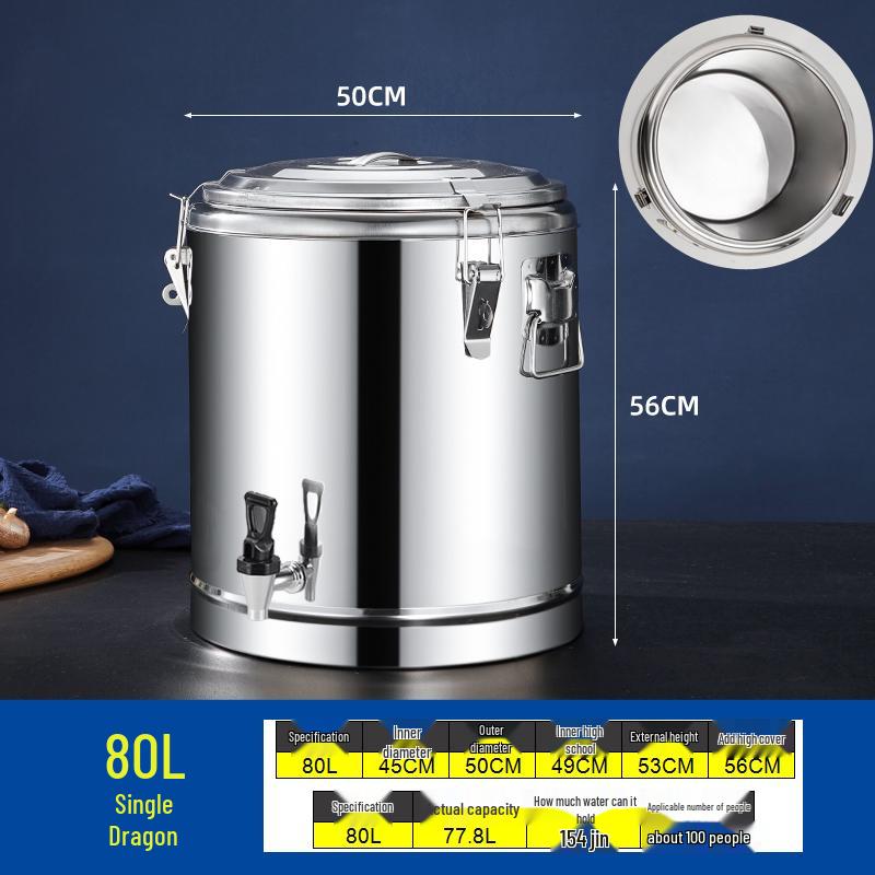 Large Capacity 304 Stainless Steel Insulated Bucket - 3-Layer Thickened Sealed for Rice, Soup, Tea, Hot Water, and Soy Milk