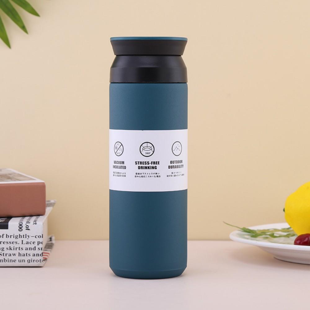 500ml Insulated Cup Stainless Steel Simple Portable Flat Lid Insulated Bottle Leakproof Insulated Water Cup For Women Men
